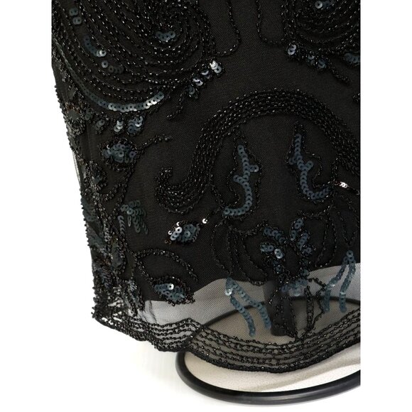 NWT Black Sequin and Mesh Sleeveless Cocktail Dress Sz Small -Poly USA by Neblon - Picture 3 of 10